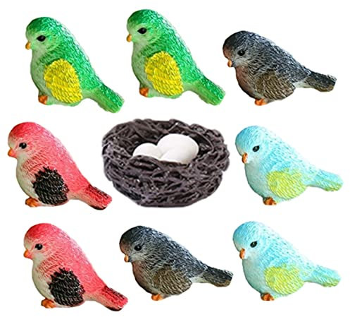 PHENOFICE Miniatur-vogelnest Mit Eiern Und Figuren Für Puppenhaus Garten Dekoration Hochwertiges Harz Kleines Vogelnest Miniatur-vogelfigur Für Micro-Landschaft