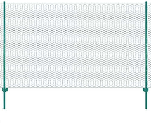Metallnätstaket med stolpar, stål, 25x1,5 m, grönt, för trädgård