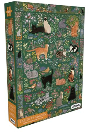 Gibsons Tapestry Garden 1000 Piece Jigsaw Puzzle for Adults & Teens - Cats Birds Animal Floral Beautiful Artwork, Sustainable Premium 100% Recycled Board, Great Gift