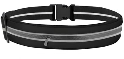 Laufgürtel – Handytasche Joggen & Geldgürtel – Verstellbarer Running Belt und Sportgürtel für Jogging, Fitness und Reisen (Schwarz)