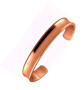 LIU JUN Pulsera de cobre para mujer, anillo tensor de cobre puro, banda sólida, superficie cóncava, hecha a mano, brazalete ajustable para regalo, Medium, Cobre, No es una piedra preciosa