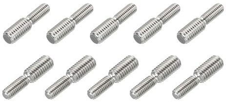 HiPicco M4x15mm to M6x15mm Double End Threaded Stud Screw Reducing Bolt,304 Stainless Steel Thread Reducer Adapter for Furniture Fastener Welding, Hardware Connectors 10 Pack