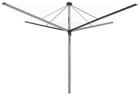 Berlinlodge Wäschespinnen Vento | 4 Tragarmen | 10 Leinenreihen | Aluminium | Anthrazit | Hx⌀ 205x340cm | Geschlossene Rundform mit Abdeckkappe und Leineneinzug