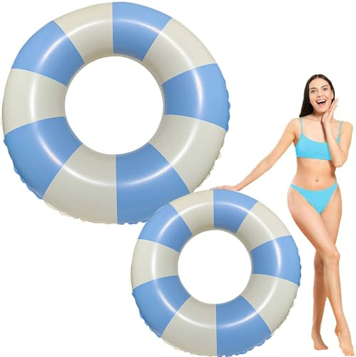 Schwimming Ring Erwachsene, Retro-Stil Luftmatratze Schwimmreifen Aufblasbar, Aufblasbare Schwimmbecken Schwimmer, Für Sommerpool Party (Blau, 120)