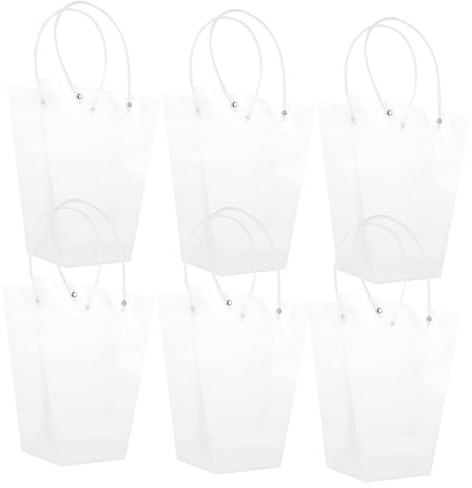 LRXIYODE 6 Stück Kleine Transparente Geschenk Tragetaschen aus Pvc Durchsichtige Verpackungsbeutel für Blumensträuße Kreative Geschenkverpackung für Geburtstage Hochzeiten und Feiertage