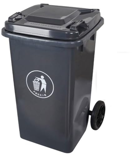 UCKYSU Cubo de basura grande y resistente para exteriores, contenedor de basura comercial para porche, patio, terraza, patio (negro, 120 L)