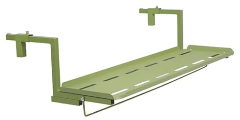 ZENSTYW Hängande bord för balkongräcken, balkongbord för upphängning av metall, justerbart, balkongbord att hänga upp, för terrass, trädgård, balkongbord (grön, 90 cm/35,4 tum)