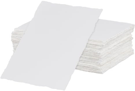 HONYUET 50 ark A6 handgjort akvarellpapper, 300 GSM vitt bomullspapper med däckkant, 10 x 15 cm
