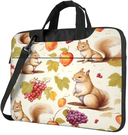 Entemne 13 Pollice Borsa Del Computer Portatile Carino Scoiattolo Autunno Frutta Uva Mele Custodia Del Manicotto Del Computer Per Le Donne Degli Uomini Leggero Resistente All'acqua Borsa A Tracolla