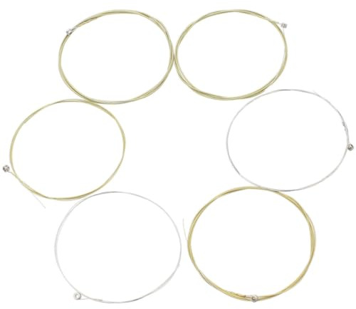 6 Stück Messing Gitarrensaiten für Folk Gitarre, Akustisch | Gitarrenersatzsaiten, Volle Resonanz, Hohe Haltbarkeit, Präzise Verarbeitung, für Reparatur und Austausch