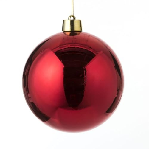 Christbaumkugel Weihnachtskugel Kugel Einzeln im 2er oder 4er Set - Ø20 cm - aus Kunststoff (bruchfest) in Rot oder Gold für Innen + Außen (1, Rot)