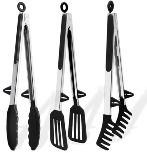 Pince Cuisine, 3 Pièces, pinces de cuisine résistante à la chaleur, Barbecue Résistante Silicone Résistant À La Chaleur Pince Barbecue Pince Cuisine Silicone, pour Four, Grill et Ustensiles de Cuisine