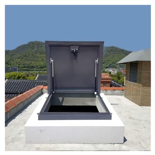 Roof Hatch Steel, Anti - Theft Skylight Roof Hatch, Pneumatic Hydraulic, High - Load Bearing, Aluminum Alloy (110x110cm)