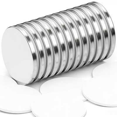 JUKOTA 12 Pezzi Calamita Adesiva Neodimio,25 mm x 2 mm Magneti Neodimio Forti Rotonde,Dimensione Standard Magneti Potenti,Magneti Autoadesivi,Calamite Piatte per Casa,Scuola,Ufficio