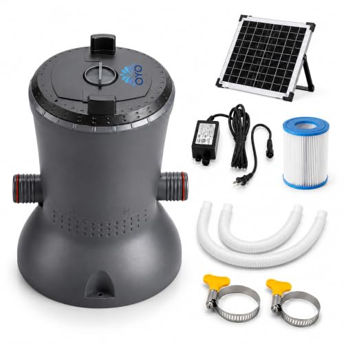 OYOWATER 400GPH Solar Kartuschenpumpe für oberirdische Pools - filtert und zirkuliert Wasser in 1300 Gallonen Schwimmbädern