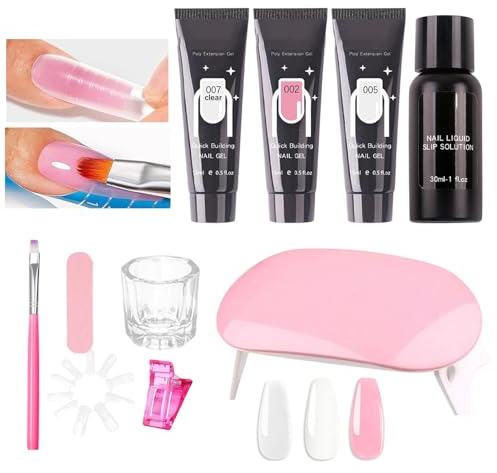 Kit de Gel Poly pour Extensions d'Ongles - Outils de Manucure | Set d'Extension d'Ongles au Gel,pour Débutantes Professionnelles Étudiantes Femmes Salons à Domicile Soins Spa Journée