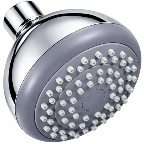 Daloual - 1x Duschkopf Ø 80 mm – Antikalk Kopfbrause mit Kugelgelenk – Verchromter ABS Brausekopf – 1/2 Zoll Universal – Ideal für Fitnessstudio, Hotel, Camping & Outdoor-Duschen