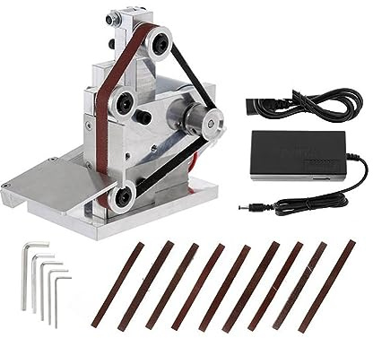 Mini levigatrice elettrica a nastro Smerigliatrice multifunzionale Levigatrice a for lucidatura fai-da-te 7 Taglierina for affilare i bordi degli ingranaggi,Basse Vibrazioni(Noir)