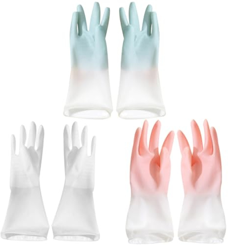 Spülhandschuhe aus Gummi für Haushalt und Küche 3 Paar Zufällige Farbe
