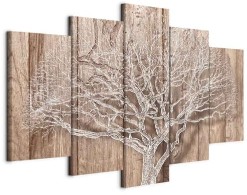 B&D XXL - Leinwandbild Holzoptik Bretter Abstrakt, 225x112 cm, 5-teilig