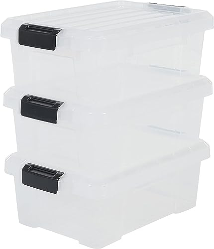 Iris Ohyama, 3er-Set, Aufbewahrungsbox, DIY, 12.5 L, mit Clips, stapelbar, Garage - Power Box SK-130 - Transparent