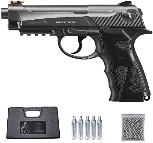 Borner Sport 306 | Pack Pistola de balines (perdigones Bolas de Acero BB's). Arma de Aire comprimido CO2 Tipo Beretta 92 Calibre 4,5mm (2.52 Julios)