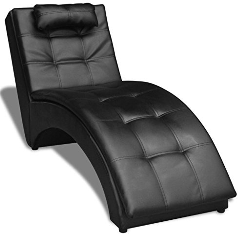 Festnight Kunstleder Chaiselongue mit Kissen Liegesessel Relaxliege Loungeliege Liegekomfort Ergonomisch 150 x 55 x 72 cm Schwarz/Weiss