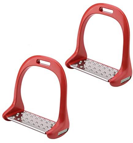 HEEPDD Steigbügel für Sattel, 5Farbe Premium-Sicherheitsreflex 3D-Breitspur Aluminium Druckguss Farbiger Paint Steigbügel [rot] Schuhe