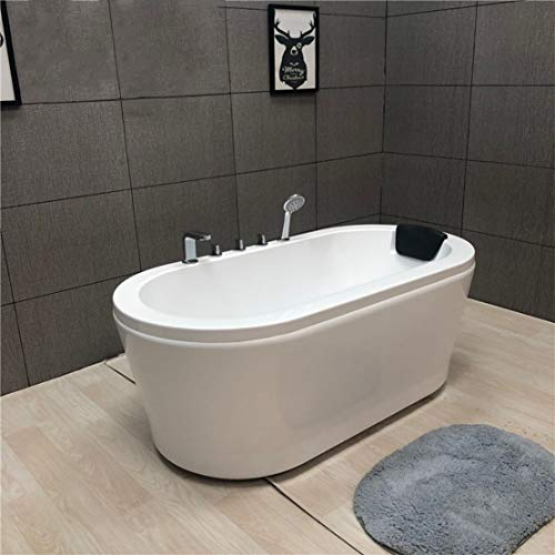 DAIMENG Acryl Eigenständige Badewanne Modern Weiß Oval Großer Raum Bad mit Zubehör,Bathtub+5pcs
