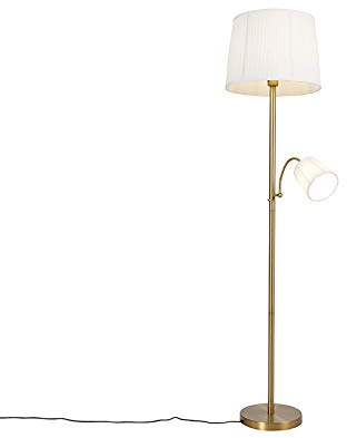 Qazqa Retro Lampe mit Lesearm - Retro - Bronze, max. 60W, Geeignet für LED, 2-flammig, 159.7cm, Ideal als Wohnzimmerlampe
