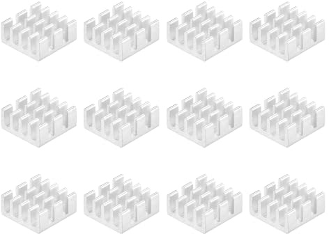 sourcing map 12St Kühlkörper Selbstklebende Elektronik Kühler für IC MOS 11x11x5mm Silberton