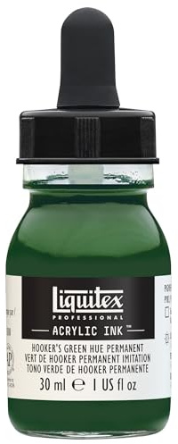 Liquitex 4260224 flüssige Professional Acrylfarben - Ink, Tusche, 30 ml, hochpigmentierte Airbrushfarbe, Hooker'S Grün Farbt Permanent