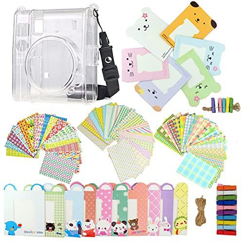 Mini 40 Clear Camera Case Bundle Set for Fujifilm Instax Mini 40 Instant Camera, Camera Case with Strap/Sticker Borders/Wall Hang Frames
