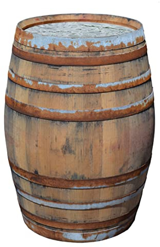 Temesso Barril de Lluvia 225 litros, barrica rústica como depósito para el Agua de Lluvia (Abierto sin Tapa - con Grifo (Agujero alt. 20 cm))
