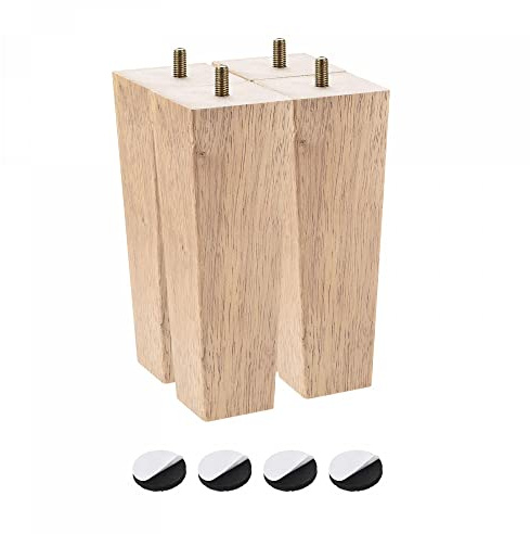sourcing map Möbelbeine, 180 mm, 4 Stück, quadratisch, Massivholz, Couchbeine, Füße, Stuhl, Tischfüße, Sofa, Ersatzteile