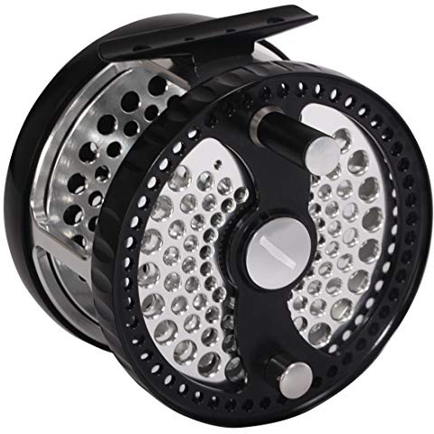 Klassische Fliegenrolle, 5–7 W, 7–9 W, Kohlefaser-Scheibenzug, großer Dorn aus CNC-gefräster Aluminiumlegierung für Süßwasser Salzwasser Fliegenfischen (5–7 W, linke Hand)