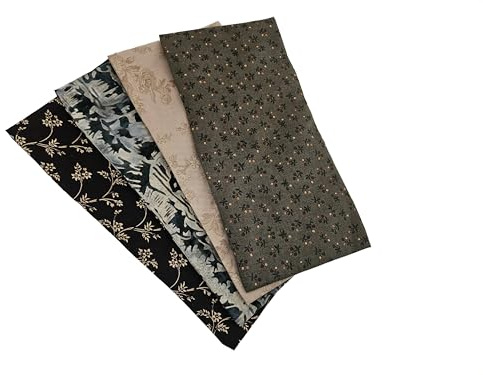 Peacegoods Eye Pillow COVER Pack of (4) Bulk Wholesale - Cotton Washable Fits most Eye Pillows - Yoga Massage Meditation Aromatherapy - beige gray flowers geometric