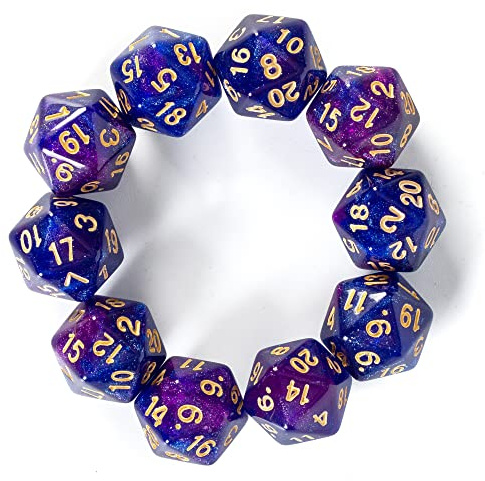 SmartDealsPro 10-pack 20-sidig tärning D20 polyhedral tärning för DND RPG MTG bordsspel (färg: 7)