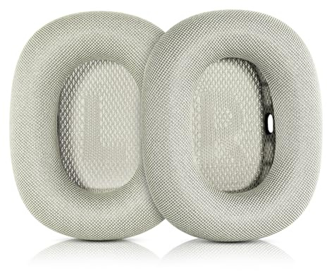 Sinowo Ersatz-Ohrpolster für Airpods Max Over-Ear-Kopfhörer, strapazierfähiges Netzgewebe, Ohrpolster mit Memory-Schaum und Magnet, näher am Original (Silber)