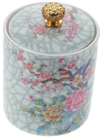 UPKOCH Keramik Teedose 245ml mit Dichtdeckel für Losen Tee | Japanische Teedose, Enamel Design mit Muster, 1 Stück, für Weihnachten und Geburtstag