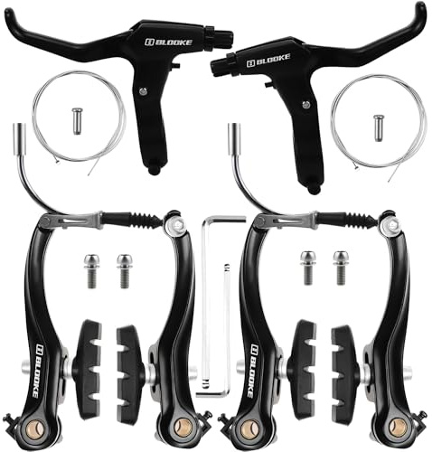 TUZHE Set di freni a V universali anteriori e posteriori, per MTB, freni e kit leva del freno, per mountain bike e bici da strada, colore nero, 2 paia