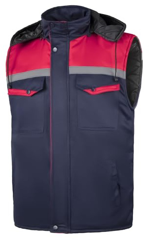 Yukirtiq Uomo Gilet da Lavoro Invernale con Zip Giubbotto Smanicato Alta Visibilità con Cappuccio Adulto Gilet Imbottito Giacca Senza Maniche da Lavoro Abbigliamento Tecnico