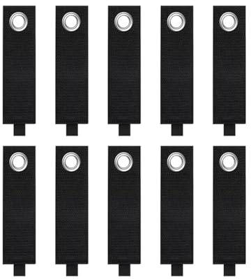 10 Stück Wiederverwendbare Kabelriemen mit öse, Verlängerungs kabelhalter, Verlängerungs Aufbewahrungsgurte,Hakenschlaufen Kabelbinder mit Tülle für Gartenschlauch, Seile, Kabel