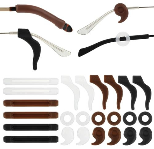 JLTN 12 Pairs Round Glasses Retainers, Silicone Eyeglasses Hooks Temple Tip Holder Ring, Eyewear Sleeve Retainer for Glasses, Eyeglasses and Sunglasses