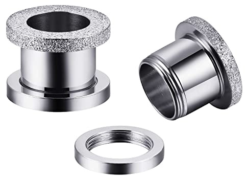 Huacan Tunnel Set 6mm 8mm 10mm 12mm 14mm 16mm Ohr Tunnels Plug Edelstahl Schwarz Silber Rose mit Matte Texturoberfläche Double Flared Klassisch Expander für Damen Herren 2 Stück