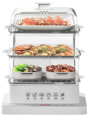 wanghaiyanBD Macchina per la Colazione elettrica di Grande capacità a Tre Strati con Cottura a Vapore in Acciaio Inossidabile, Il Design Diviso è più Facile da Pulire, per Vege