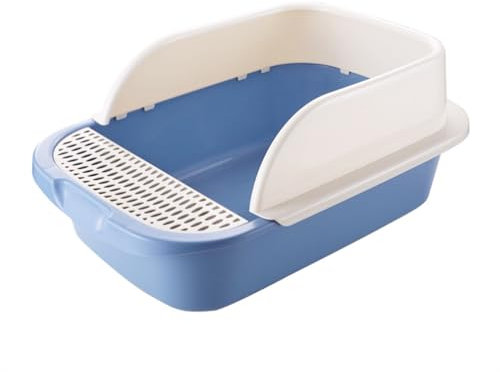 Katzenklo Katzentoilette Katzentoiletten für Hauskatzen Hohe Seitenwände mit Rand Hohe Katzentoilette mit Rahmen Katzentoilette mit Schaufel Katzenklo Tragbar(Blue)