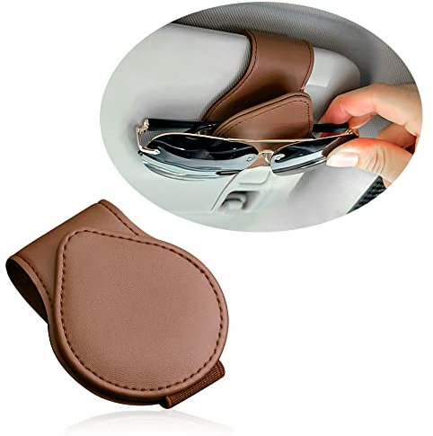 GTLM Magnetico Porta Occhiali Auto,Portaocchiali Auto in Pelle PU per Organizzare Bicchieri Biglietti Carte & Mantiene l'Auto in Ordine,Organizer Auto Universale Accessori Auto Interno (Marrone)