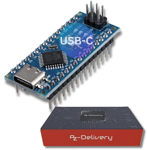 AZDelivery 1 Carte AZ-Nano V3 avec Port USB-C avec Atmega328 CH340 déjà soudée, Version améliorée avec e-Book!