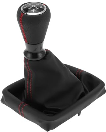 TUCKBOLD Pomo De Cambio Manual 5 Vel Cubierta Para Peugeot 206 98-12 1Pc | Color: Negro Y Rojo, Material: Plástico E Imitación Cuero, Reemplazo Directo, Diseño Ergonómico